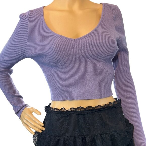 Kendall & Kylie Sweaters - Kendall & Kylie Womens V-Neck Ribbed Sweater Size Small Lavender